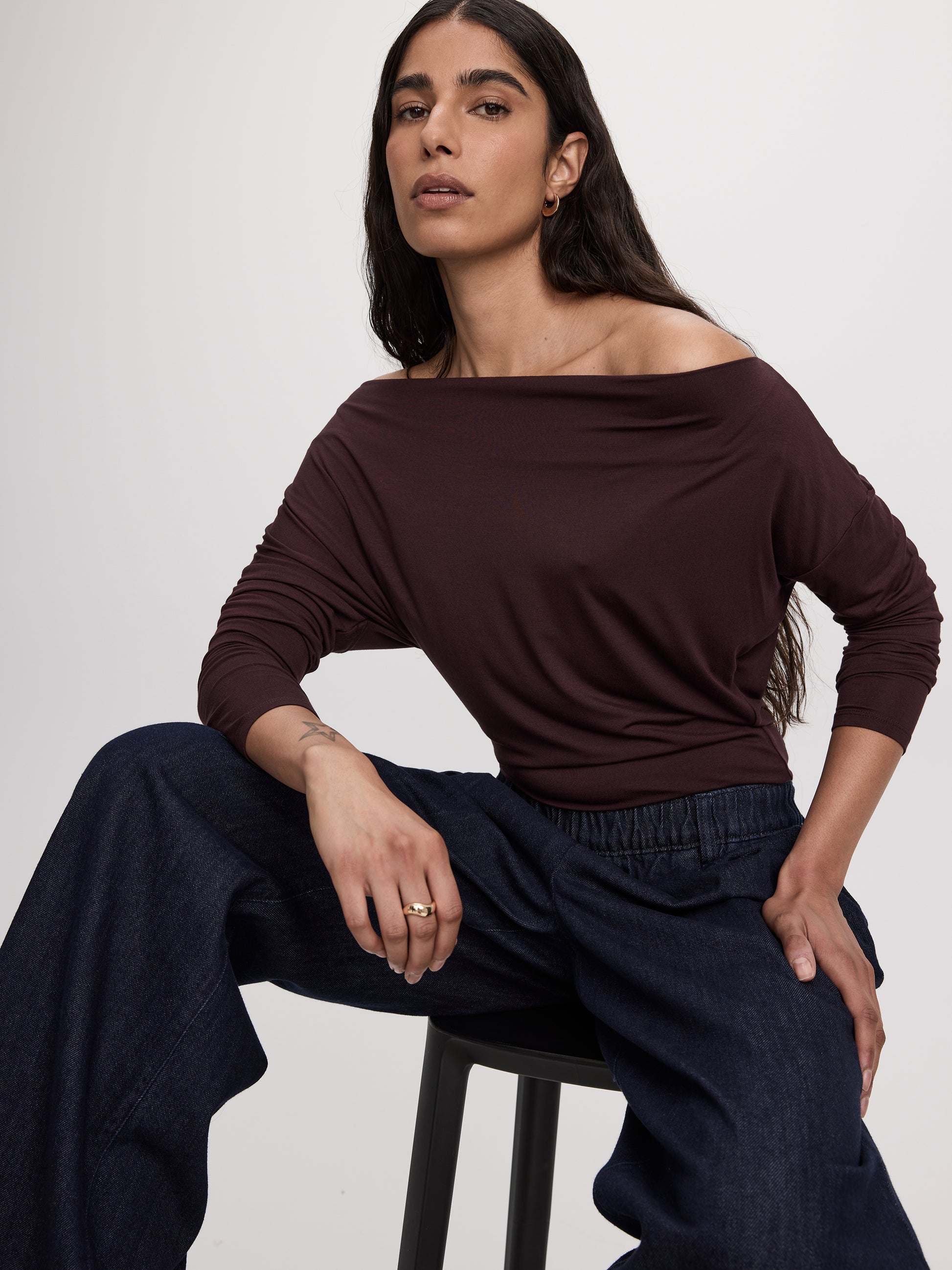 Long-Sleeve Off-the-Shoulder Top