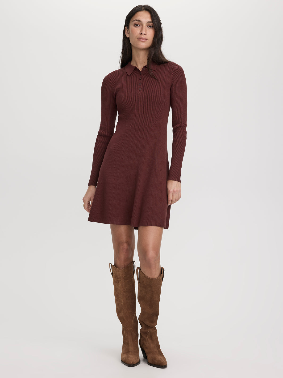 Long-Sleeve Polo Mini Dress
