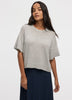 Cashmere-Blend Short-Sleeve Crew-Neck Loose Sweater