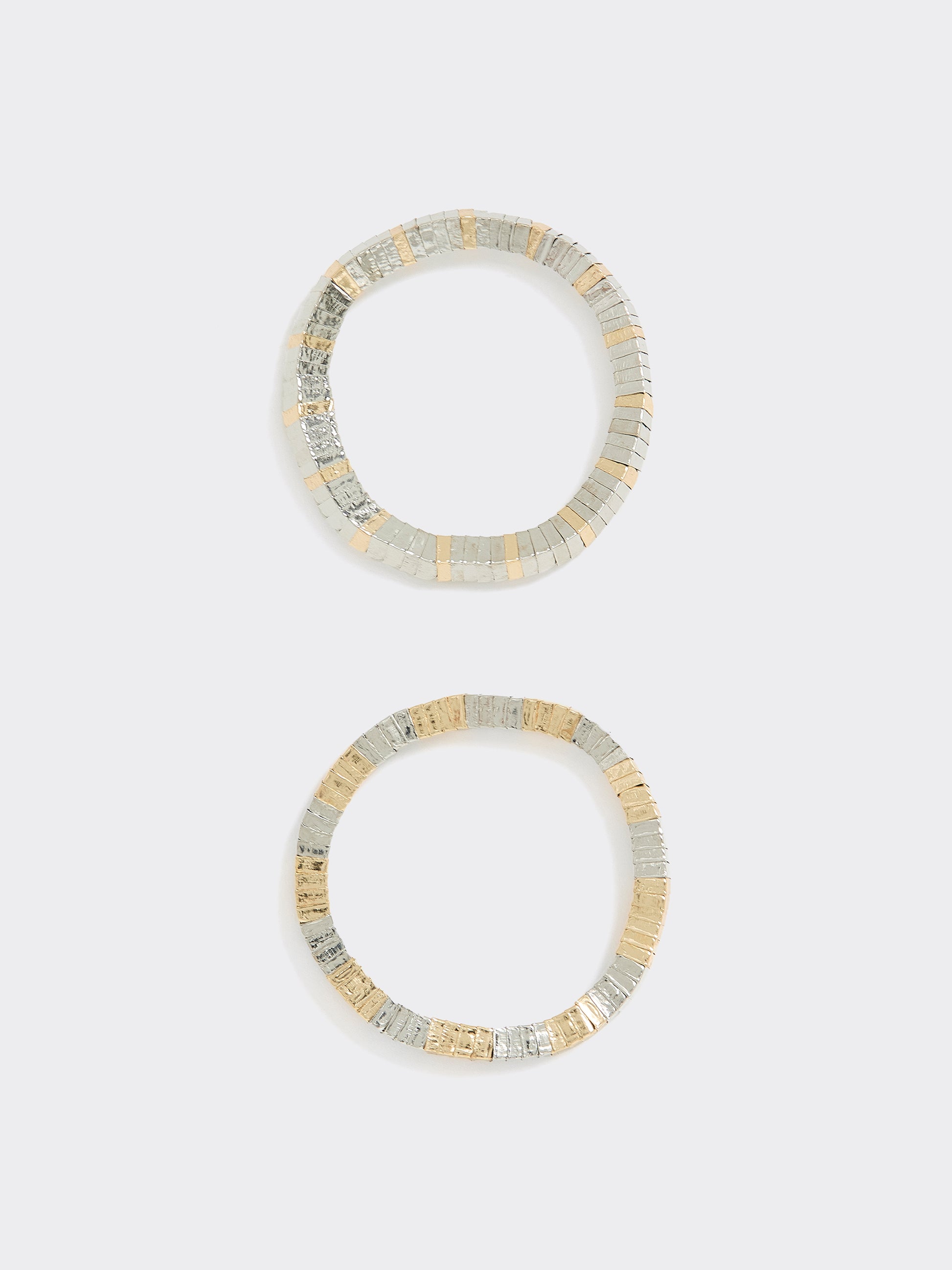 Two-Tone Metallic Bracelets - Set of 2
