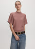 Merino-Blend Short-Sleeve Mock-Neck Sweater