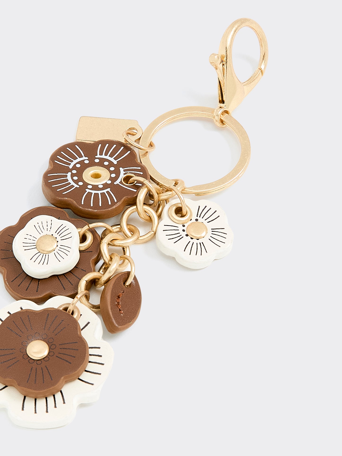 Breloque pour sac avec fleurs en faux cuir