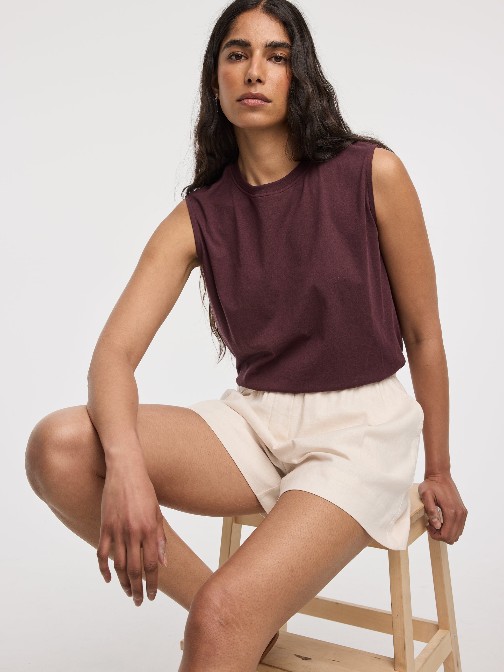 Crew-Neck Tank with Bubble Hem