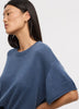 Cashmere-Blend Short-Sleeve Crew-Neck Loose Sweater