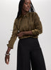 Long-Sleeve Loose Satin Blouse