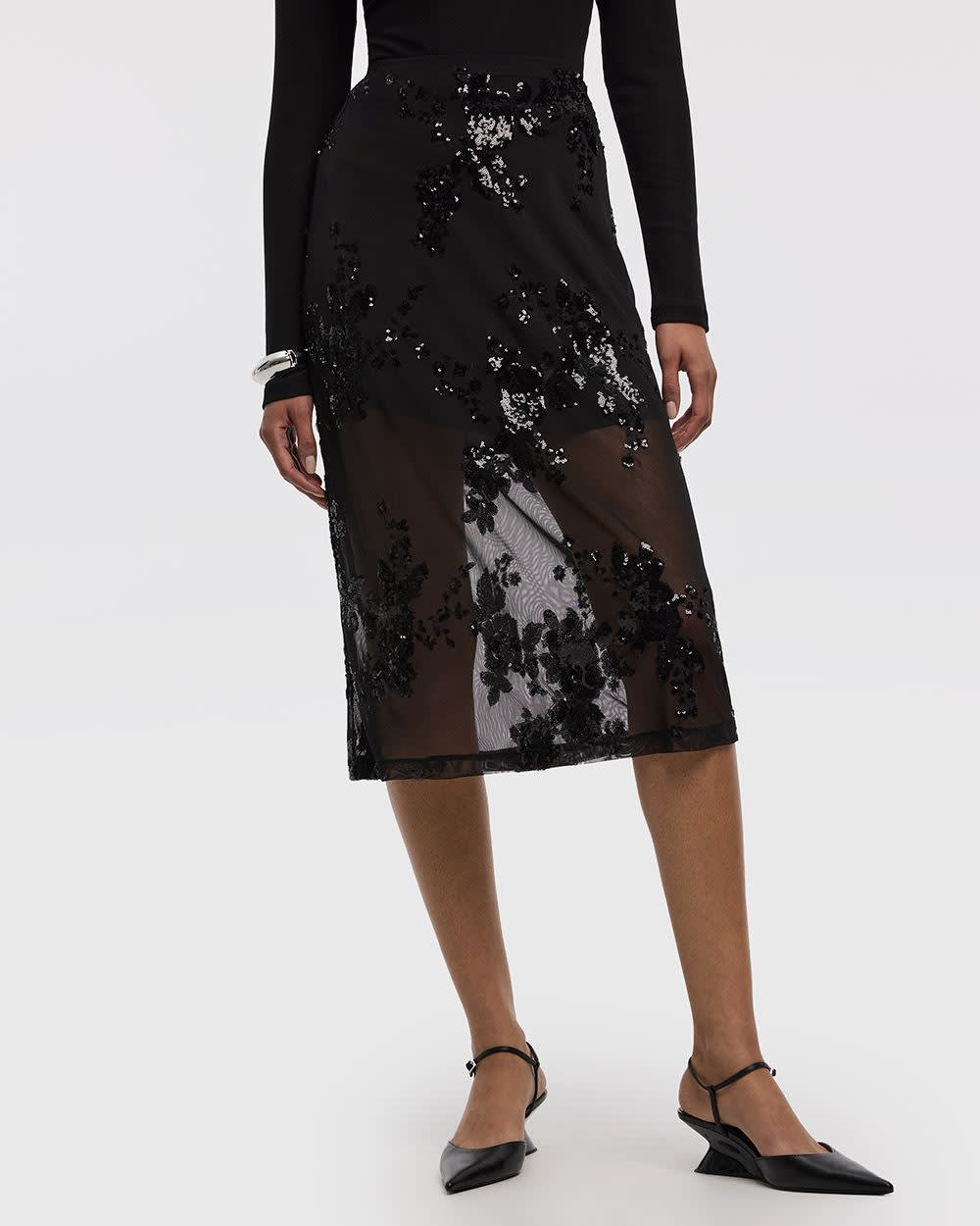 Midi Mesh Sequins Skirt