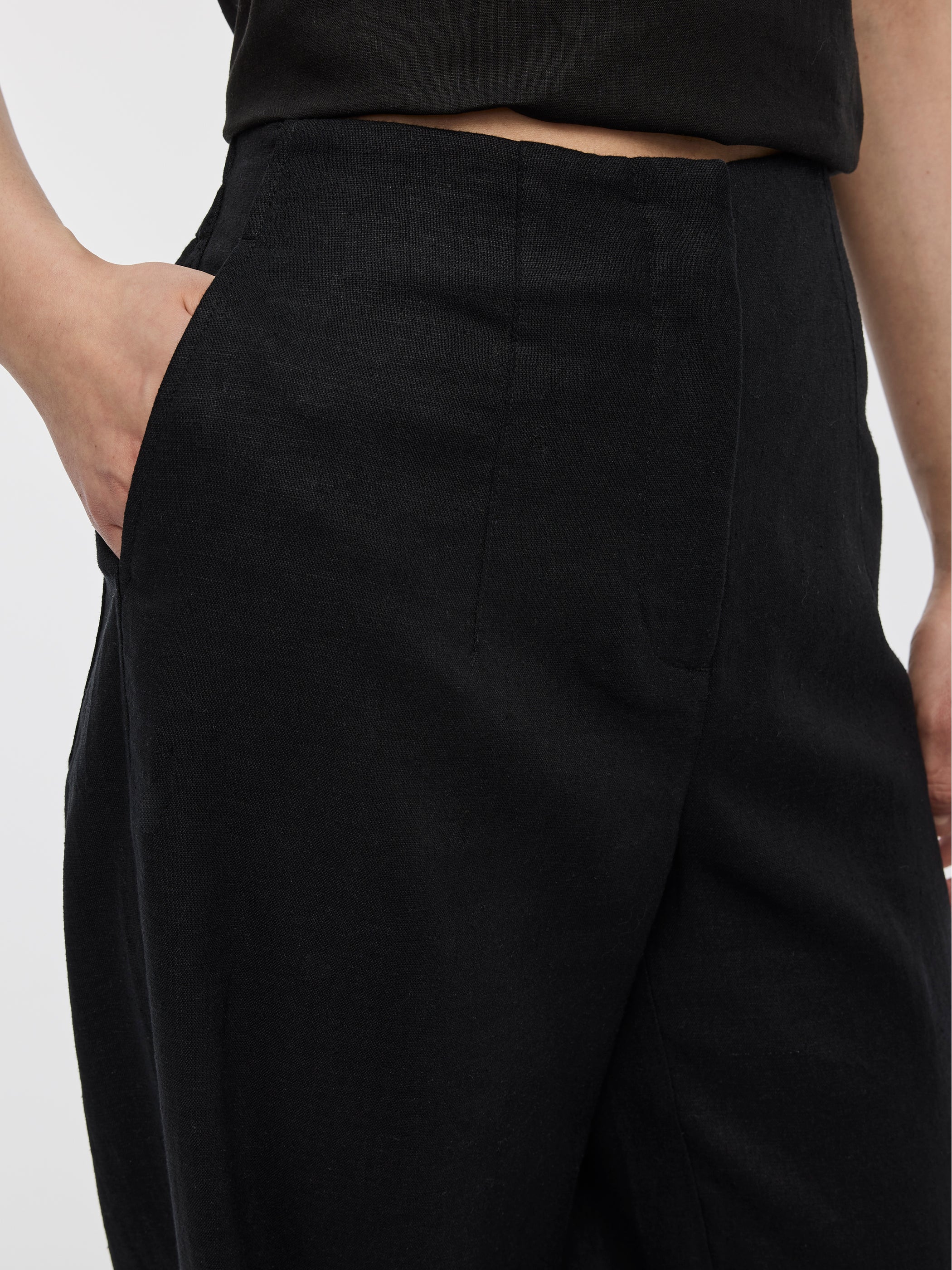 Pantalon en mélange de lin à jambe ballon