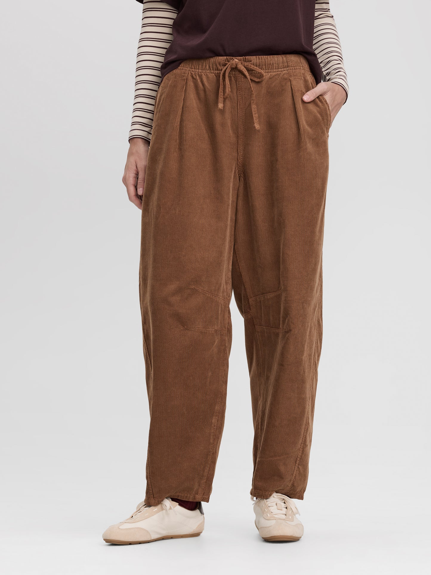High-Rise Barrel Corduroy Pants
