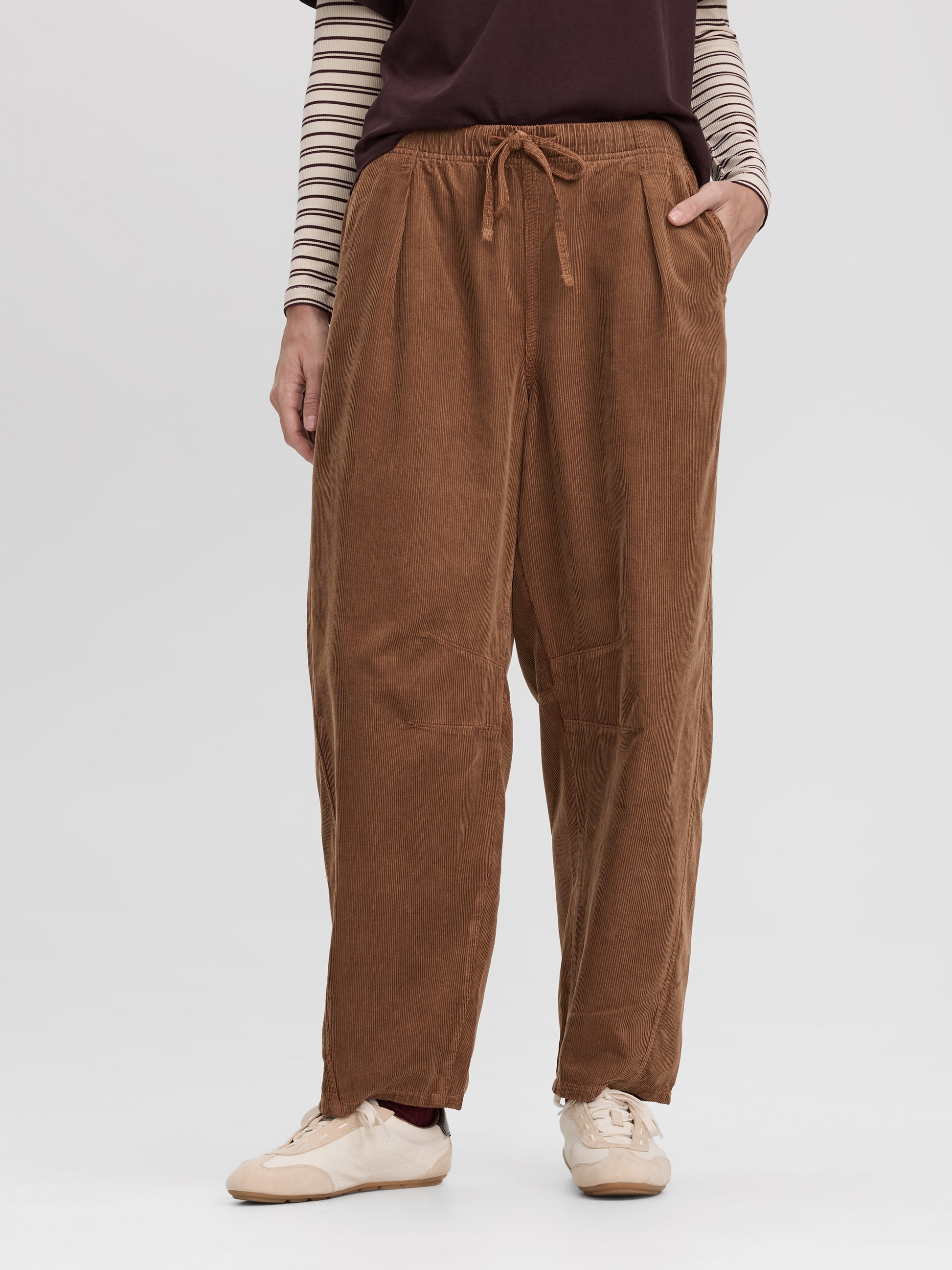 High-Rise Barrel Corduroy Pants
