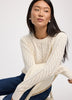 Long-Balloon-Sleeve Crew-Neck Pointelle Sweater