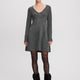 Long-Sleeve V-Neck Mini Dress