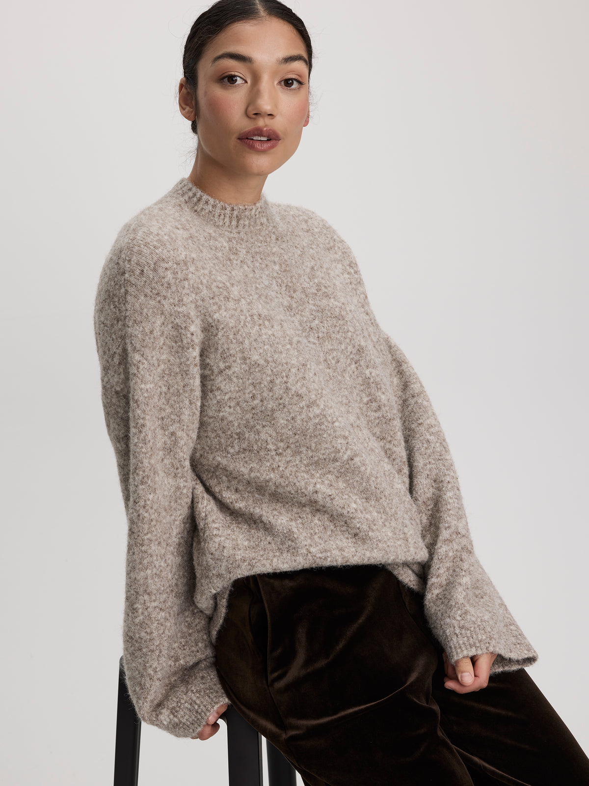 Long-Sleeve Mock-Neck Wool-Blend Sweater