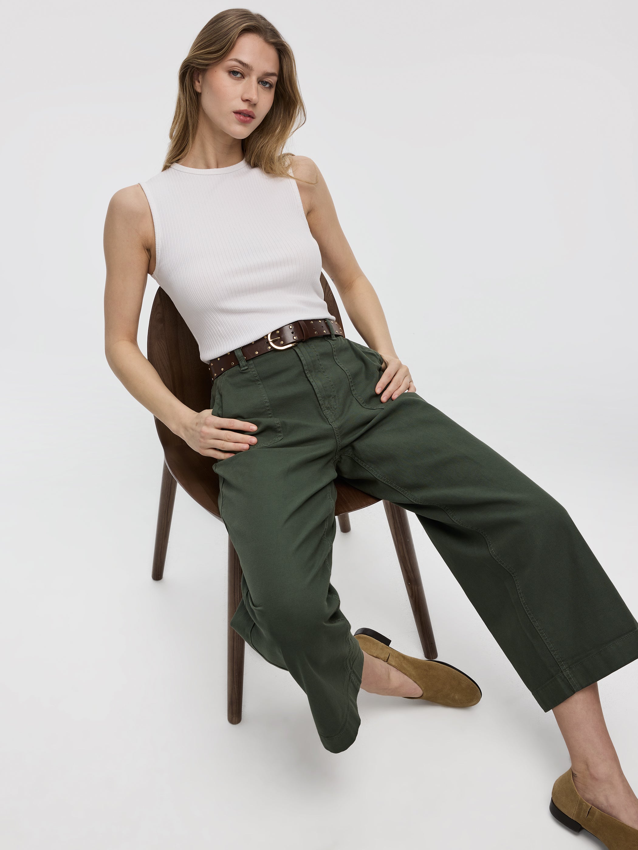 Wide-Leg High-Rise Cropped Pant