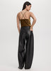 Faux Leather Mid-Rise Barrel Pant