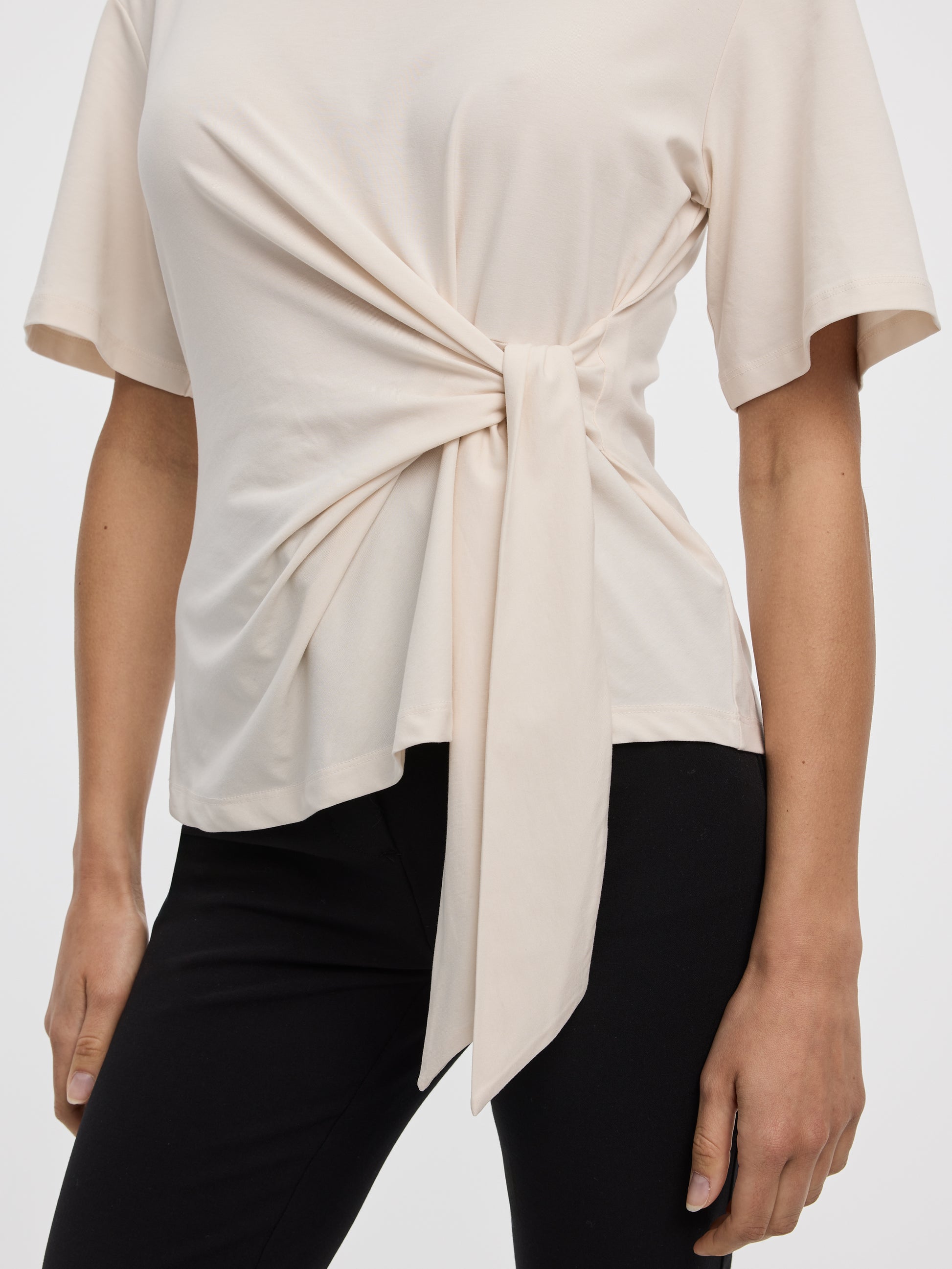 Crew-Neck T-Shirt with Knot Detail