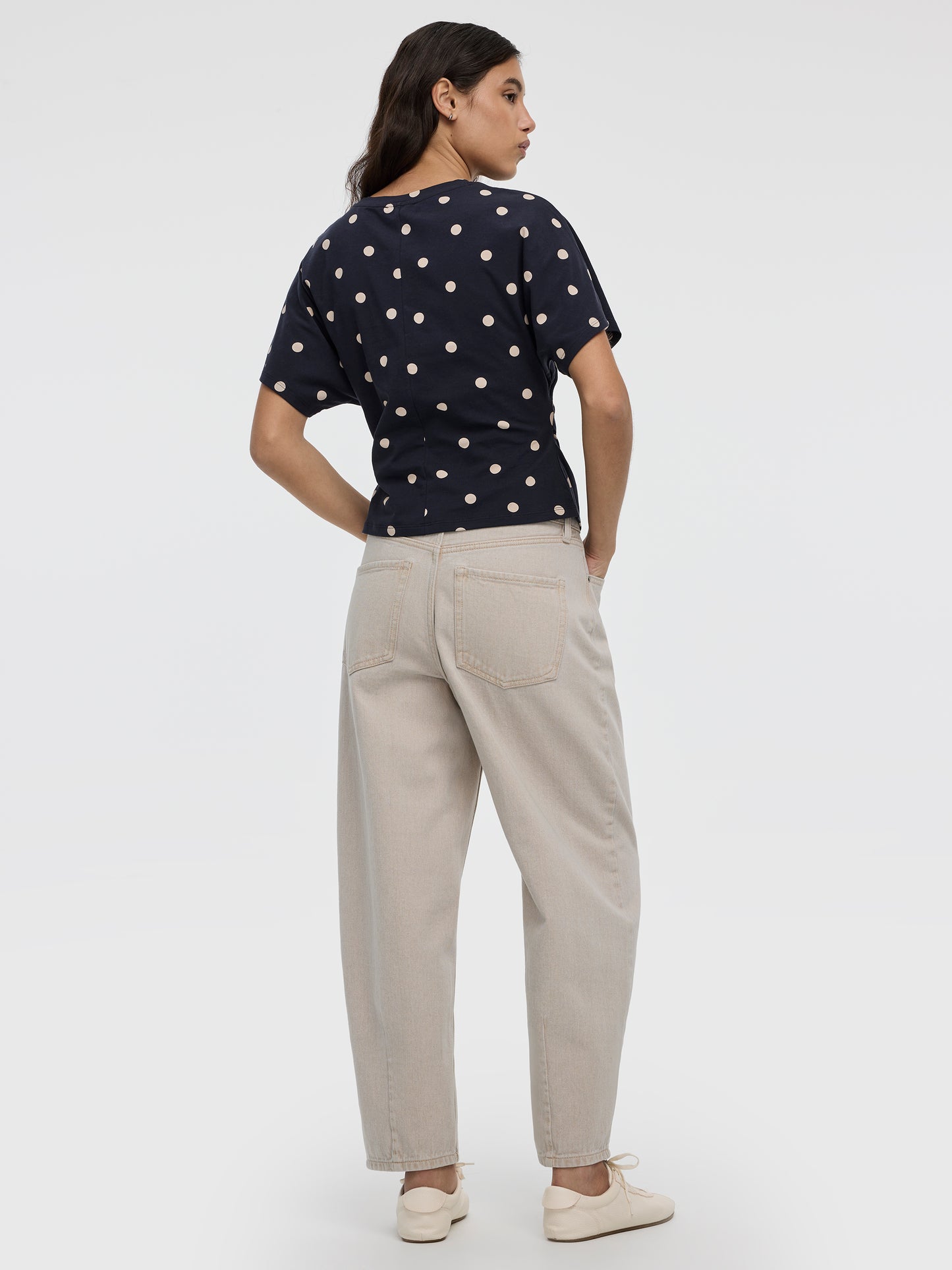 Short-Sleeve Crew-Neck Tee with Shirred Sides