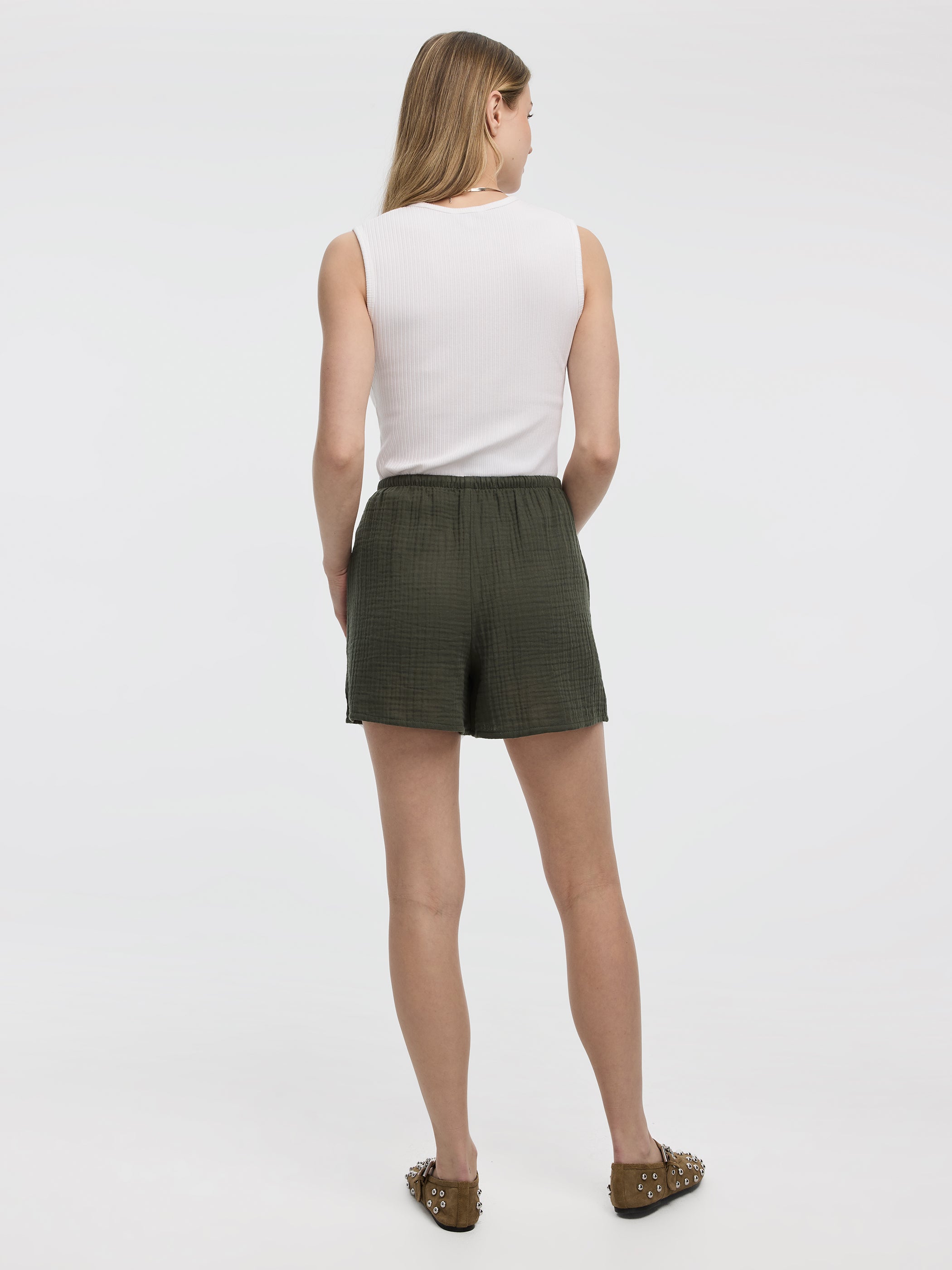 Short en coton gaufré 