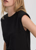 Sleeveless Crew-Neck Top with Shoulder Pads