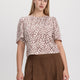 Crew-Neck Top with Short Flutter Sleeves