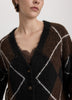 Long-Sleeve V-Neck Loose Intarsia Cardigan