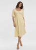 Short-Sleeves Scoop-Neck Empire Midi Dress