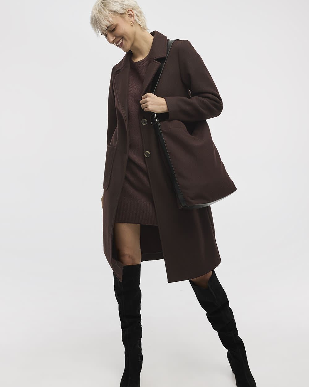 Long Coat with Two-Button Closure