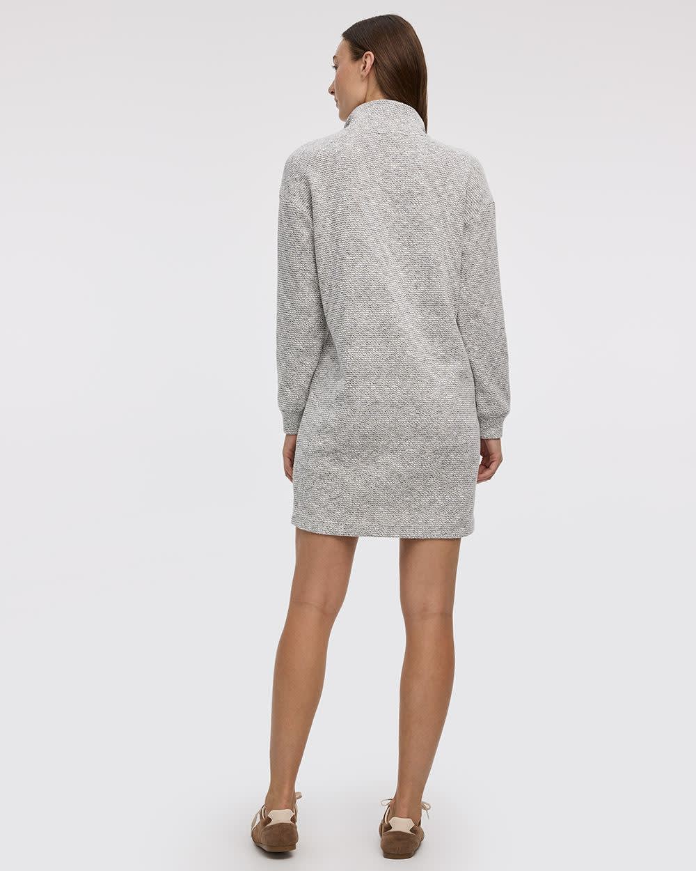 Long-Sleeve Mini Dress with Half-Zip Mock Neckline