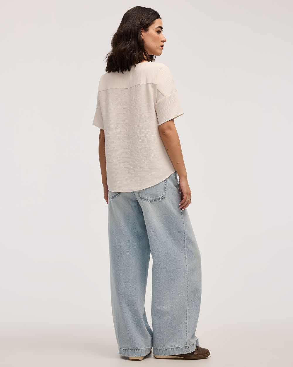 Short-Sleeve Crew-Neck T-Shirt Blouse