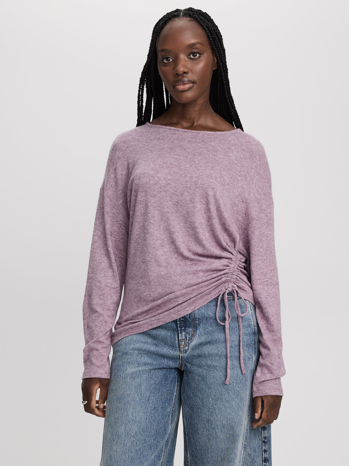 Long-Sleeve Top with Shirred Side