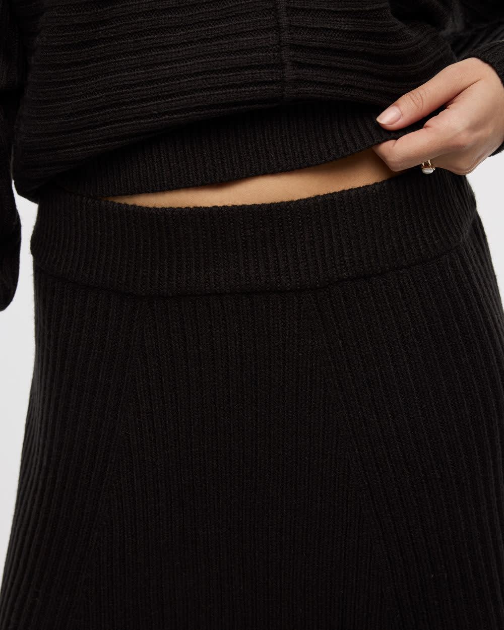 Ribbed A-Line Midi Sweater Skirt