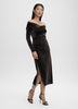 Long-Sleeve Midi Bodycon Velvet Dress