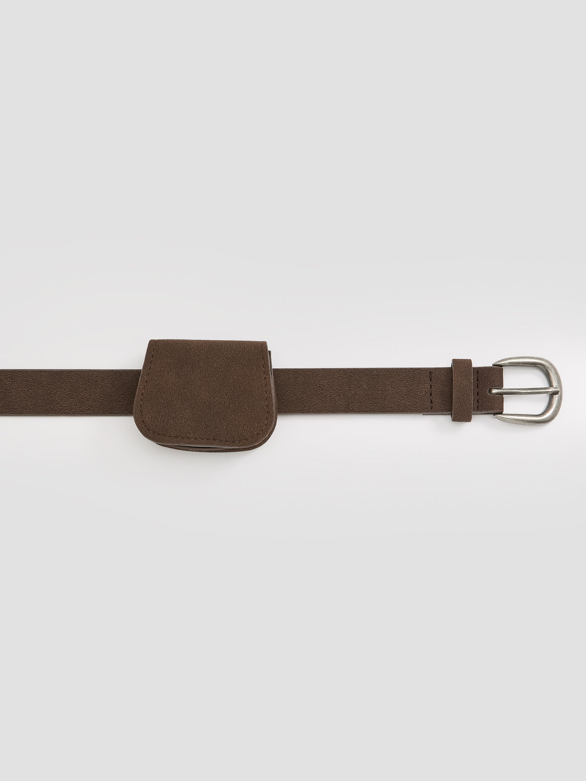 Skinny Faux-Suede Belt with Utility Pocket