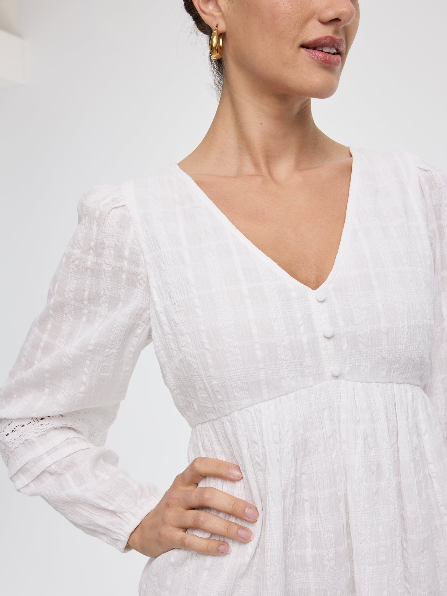 Long-Sleeve V-Neck Empire Dress