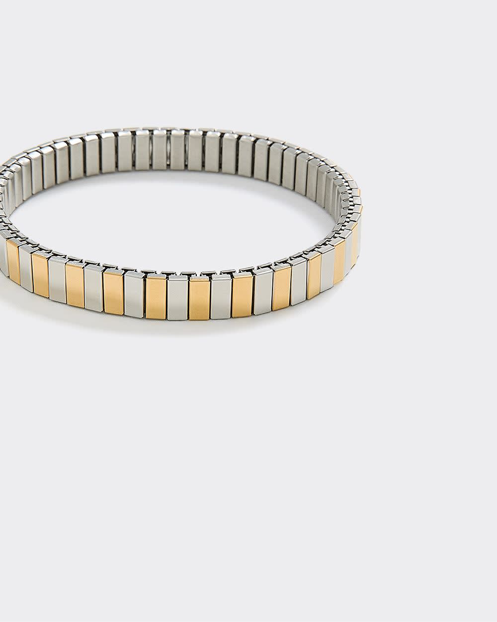 Stainless Steel Two-Tone Baguette Bracelet