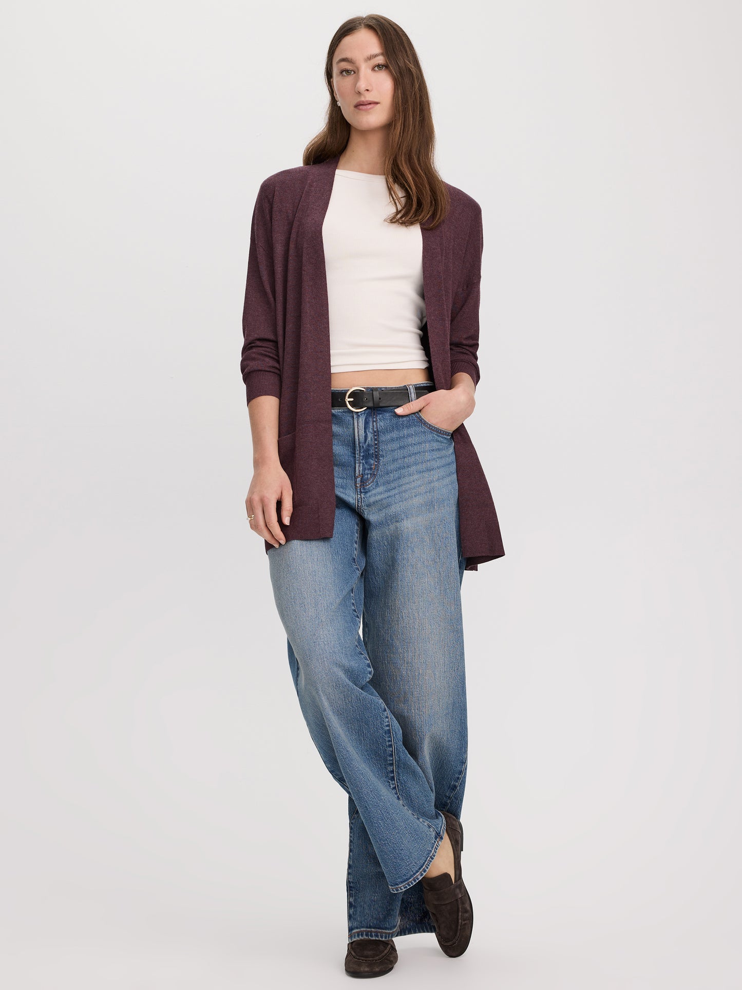 Long-Sleeve Open Cardigan with Pockets - R Essentials