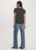 Striped Short-Dolman-Sleeve Boat-Neck T-Shirt