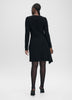 Long-Sleeve Asymmetrical-Neck Draped Bodycon Dress