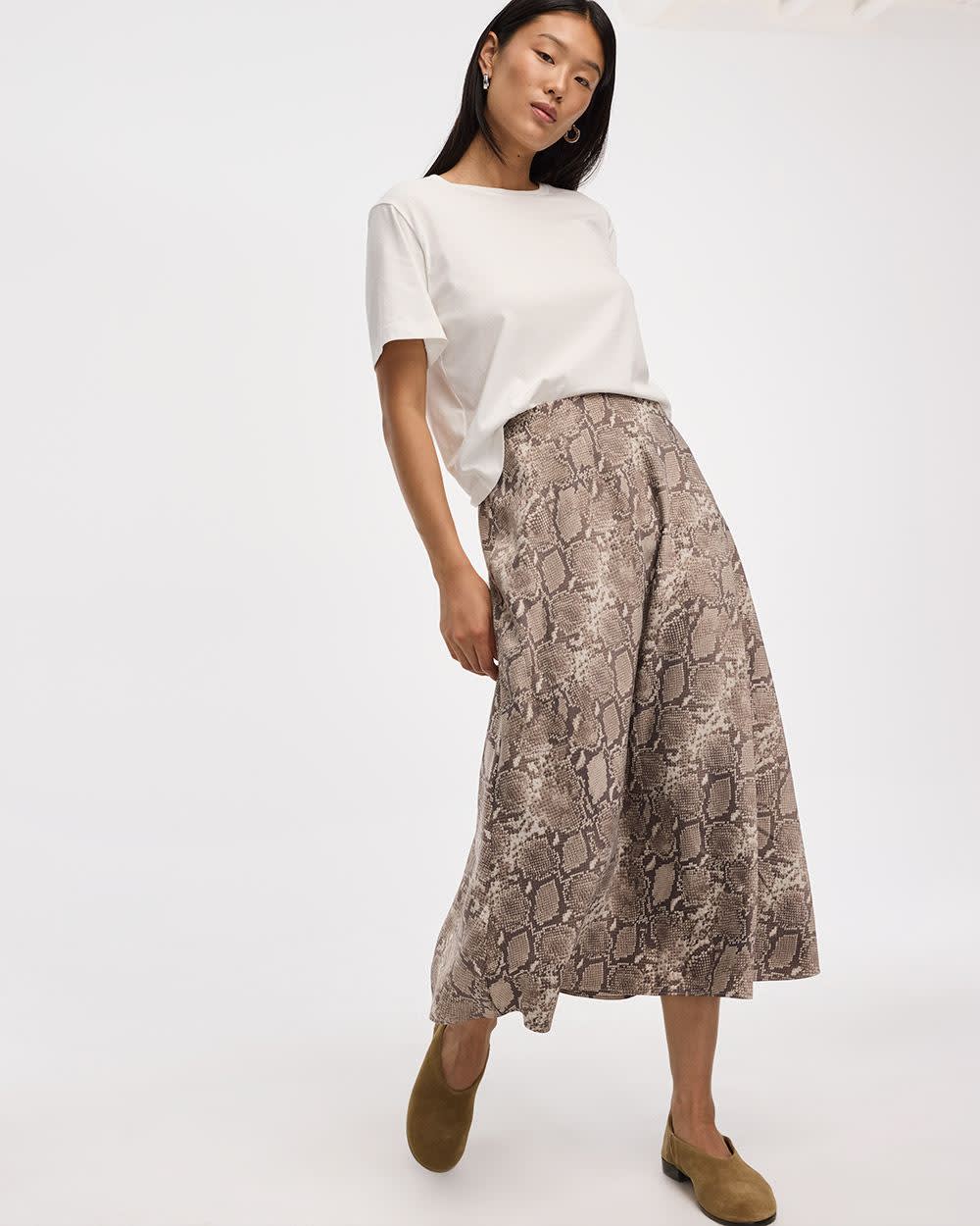 A-Line Midi Satin Skirt