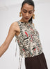 Crew-Neck Top with Self-Tie Sides
