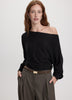 Merino-Blend Long-Sleeve Off-the-Shoulder Sweater