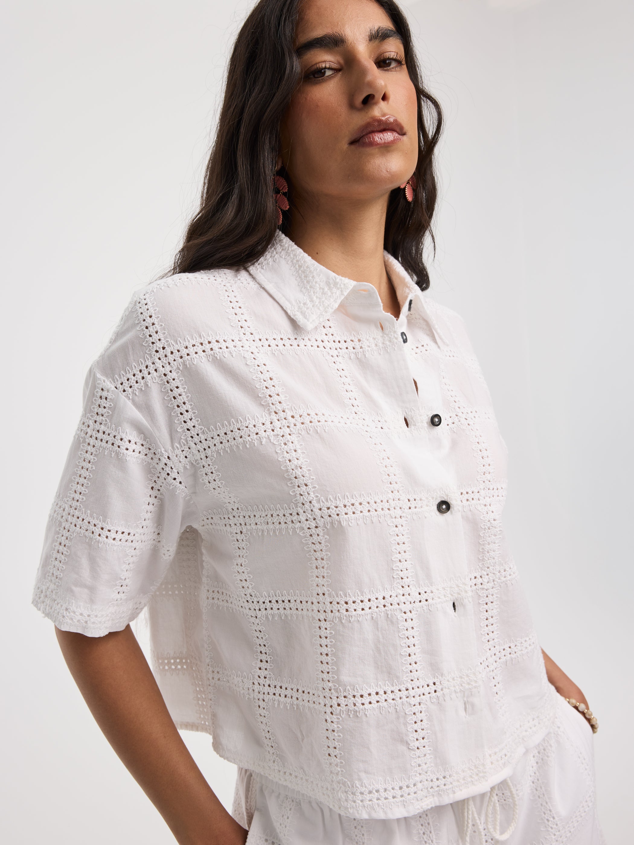 Short-Sleeve Shirt with Embroideries