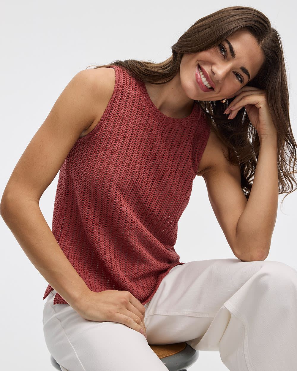 Crew-Neck Crochet Tank