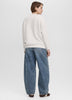 Long-Sleeve Crew-Neck Sweater with Cable Stitches