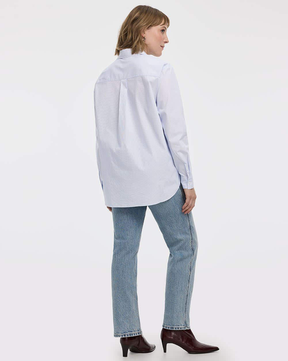 Long-Sleeve Poplin Shirt with Chest Pocket - R Essentials