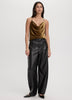 Faux Leather Mid-Rise Barrel Pant