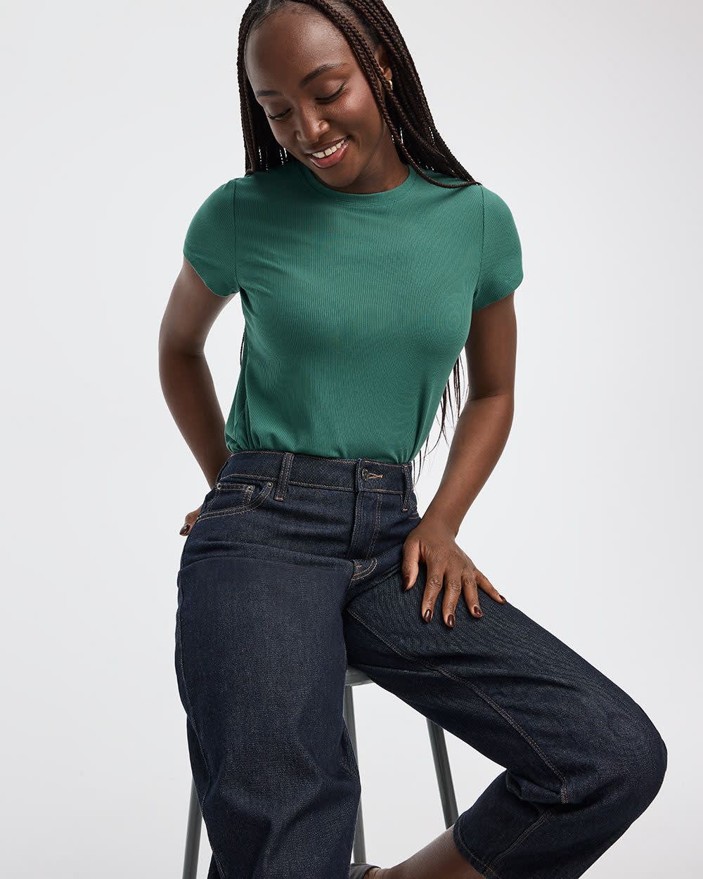 Fitted Crew-Neck Ribbed T-Shirt - R Essentials