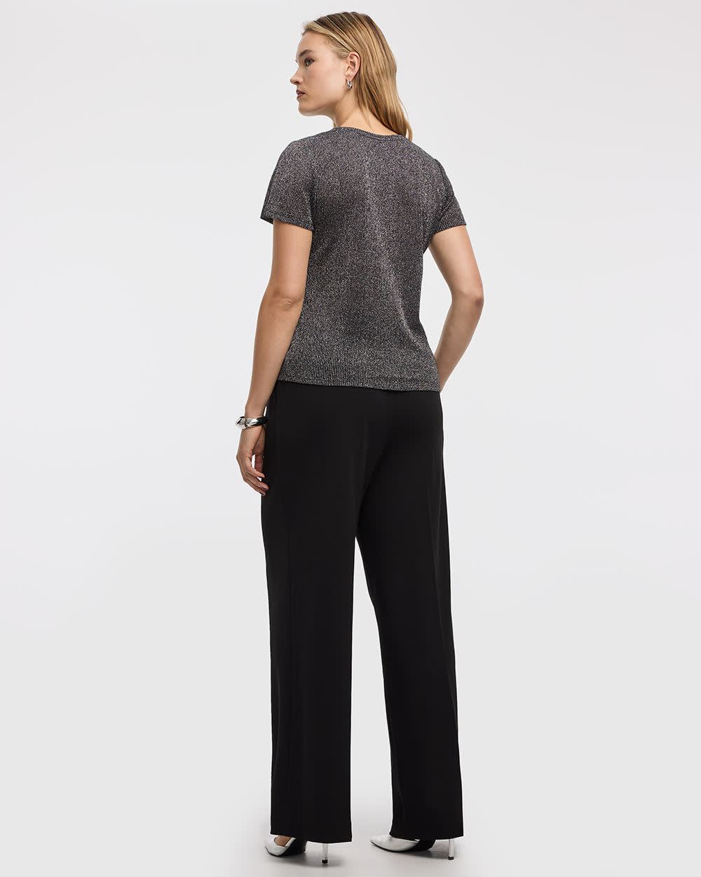 T-shirt scintillant à manches courtes et col rond