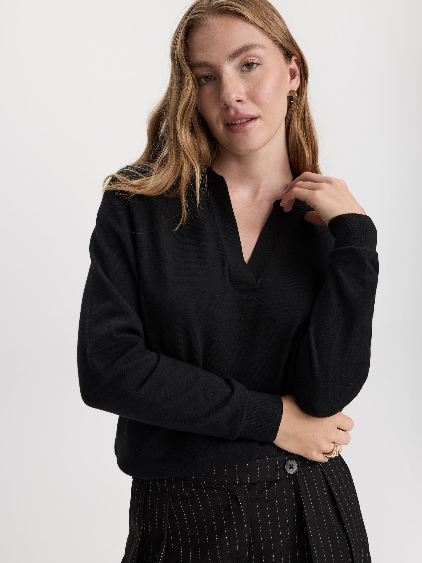 Long-Sleeve Sweater with Johnny Collar - R Essentials