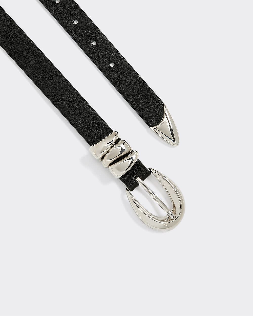 Ceinture en faux cuir avec boucle sculpturale