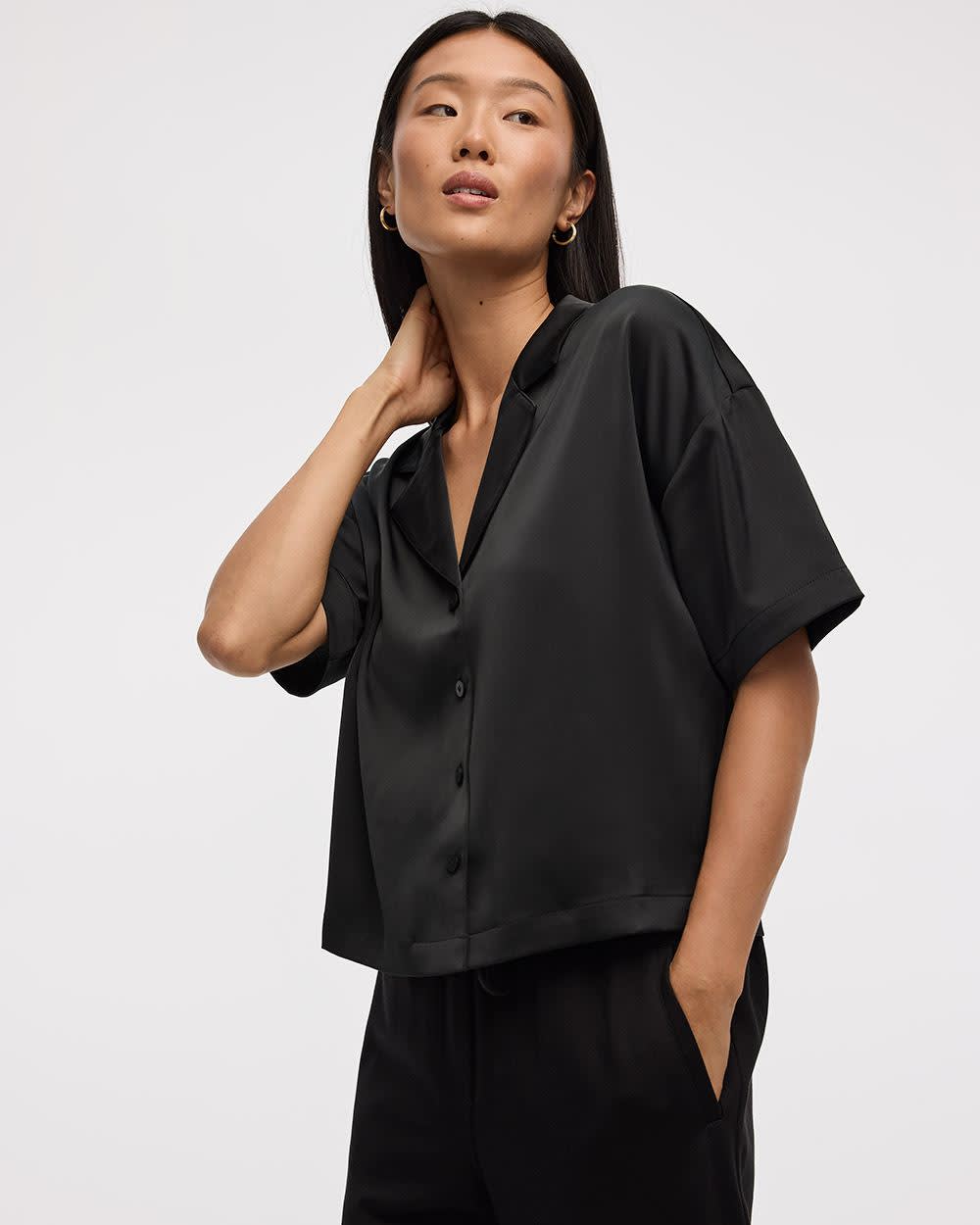 Satiny Short-Sleeve Shirt